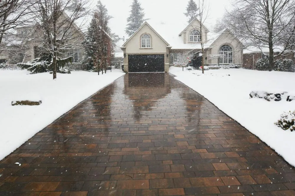A snow-cleared driveway.
